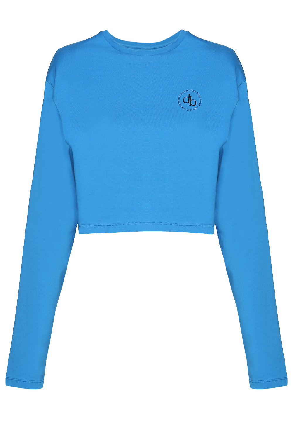 Dahlia Bianca | Long Sleeve Cropped T-shirt - Dark Blue - Tshirt