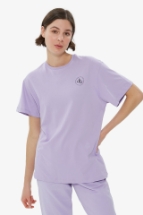 T-Shirt Lila Ön Baskılı Bisiklet Yaka Basic T-shirt