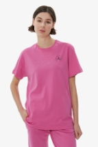 T-Shirt Pembe Ön Baskılı Bisiklet Yaka Basic T-shirt