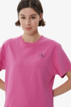 T-Shirt Pembe Ön Baskılı Bisiklet Yaka Basic T-shirt