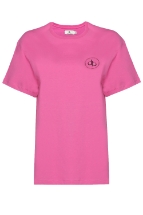 T-Shirt Pembe Ön Baskılı Bisiklet Yaka Basic T-shirt