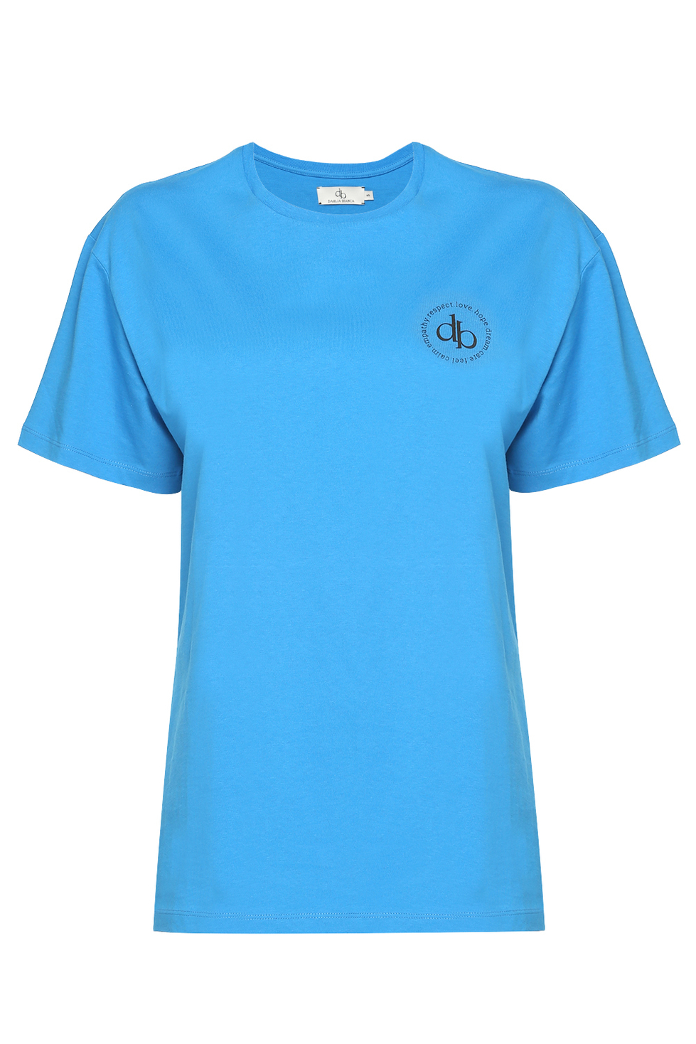 T-Shirt Mavi Ön Baskılı Bisiklet Yaka Basic T-shirt