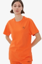 T-Shirt Turuncu Ön Baskılı Bisiklet Yaka Basic T-shirt