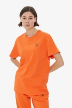 T-Shirt Turuncu Ön Baskılı Bisiklet Yaka Basic T-shirt