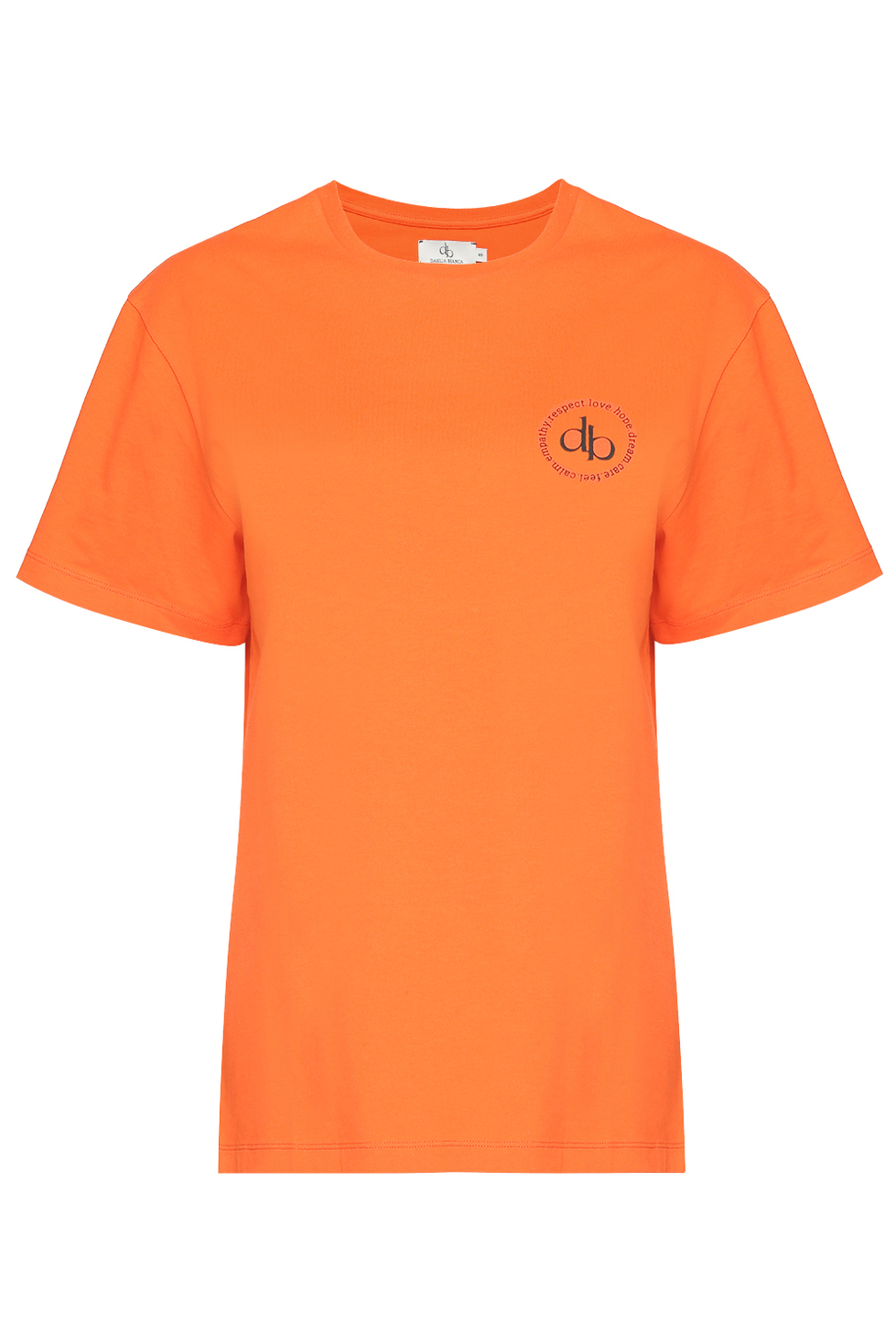 T-Shirt Turuncu Ön Baskılı Bisiklet Yaka Basic T-shirt