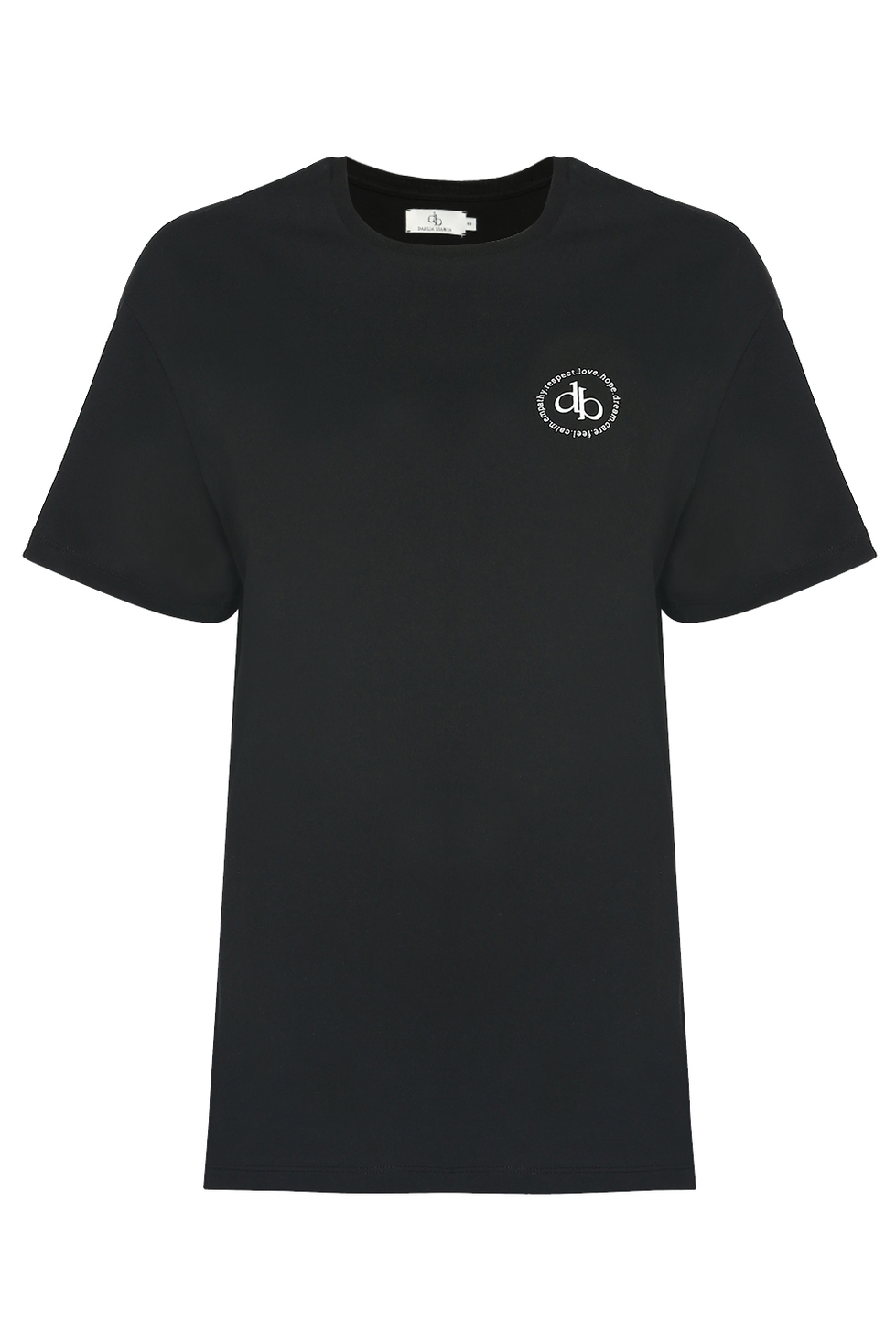 T-Shirt Siyah Ön Baskılı Bisiklet Yaka Basic T-shirt
