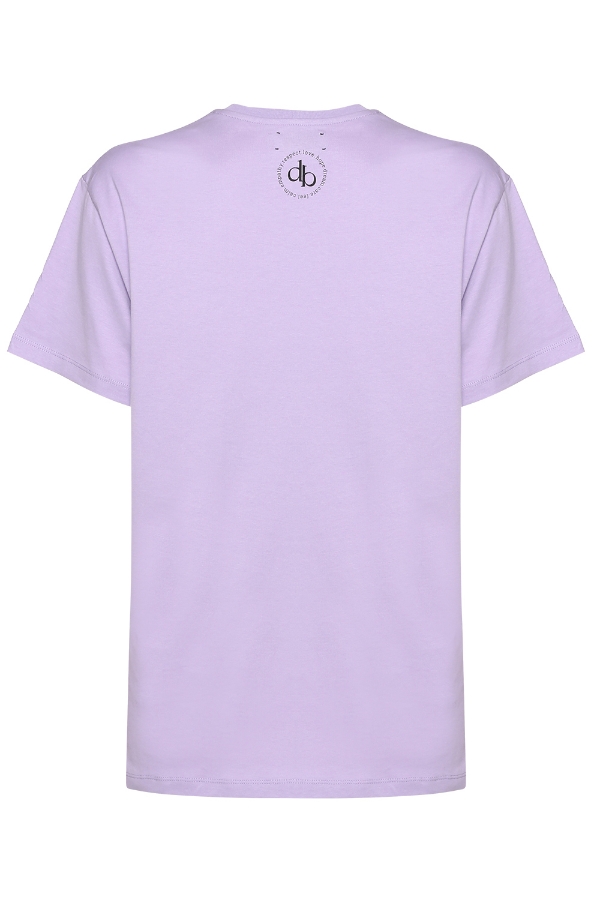 T-Shirt Lila Arka Baskılı Bisiklet Yaka Basic T-shirt