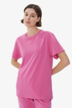 T-Shirt Pembe Arka Baskılı Bisiklet Yaka Basic T-shirt