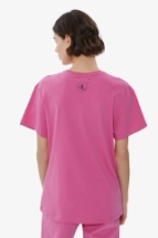 T-Shirt Pembe Arka Baskılı Bisiklet Yaka Basic T-shirt