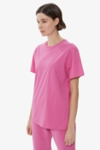 T-Shirt Pembe Arka Baskılı Bisiklet Yaka Basic T-shirt