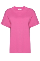 T-Shirt Pembe Arka Baskılı Bisiklet Yaka Basic T-shirt