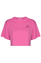 T-Shirt Pembe Bisiklet Yaka Crop T-shirt