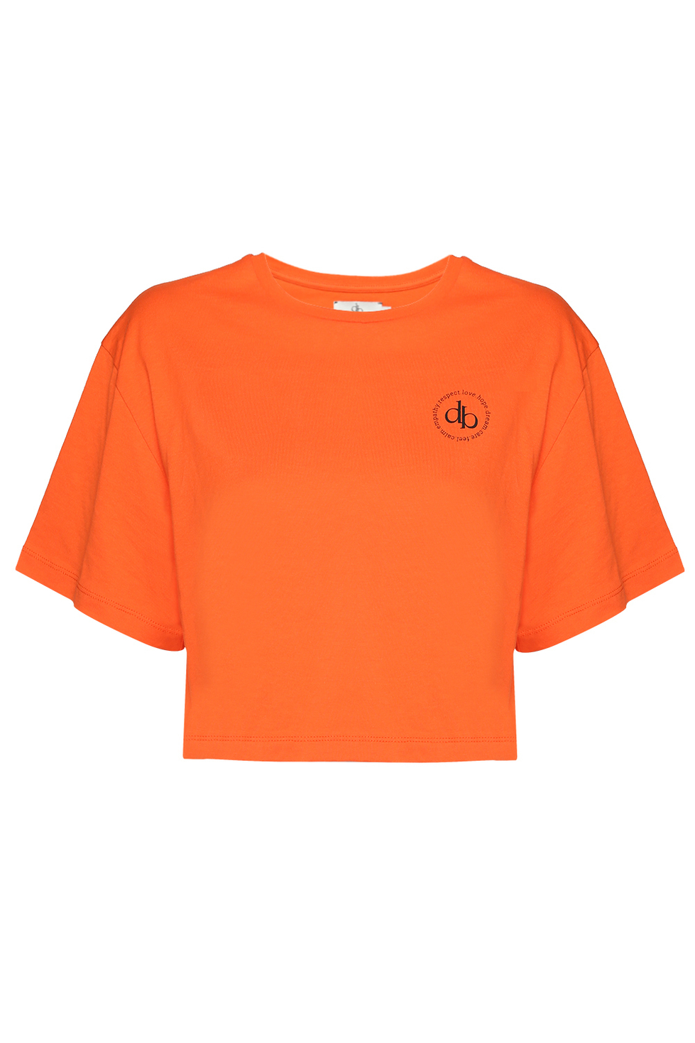 T-Shirt Turuncu Bisiklet Yaka Crop T-shirt