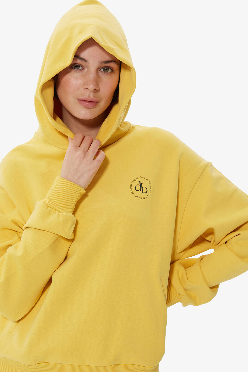 Sweatshirt Sarı Kapüşonlu Basic Sweatshirt