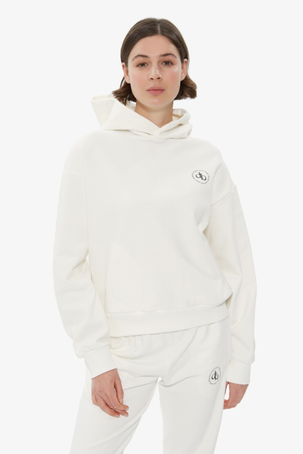 Sweatshirt Beyaz Kapüşonlu Basic Sweatshirt