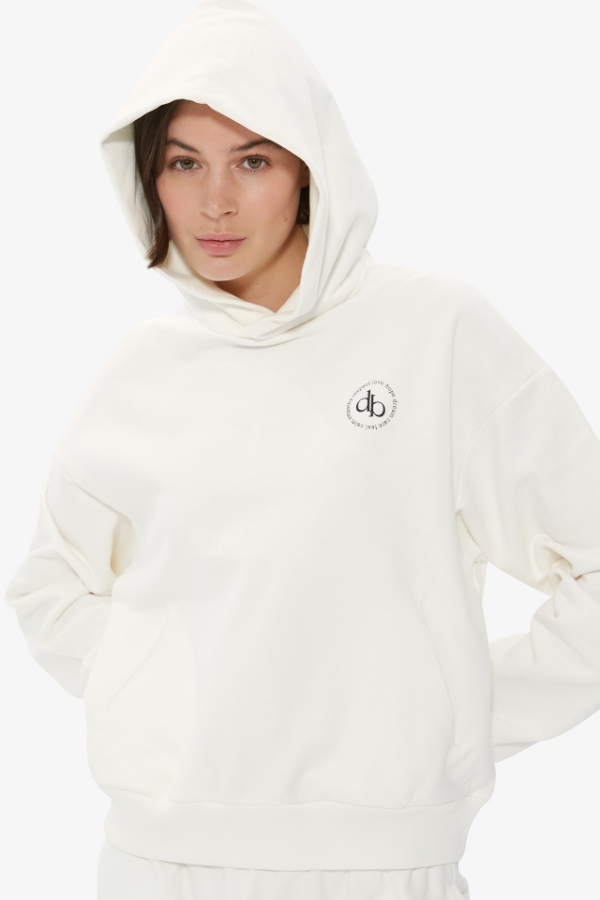 Sweatshirt Beyaz Kapüşonlu Basic Sweatshirt