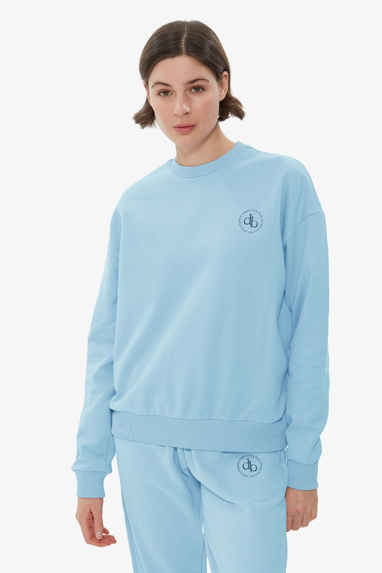 Sweatshirt Bebek Mavisi Bisiklet Yaka Basic Sweatshirt