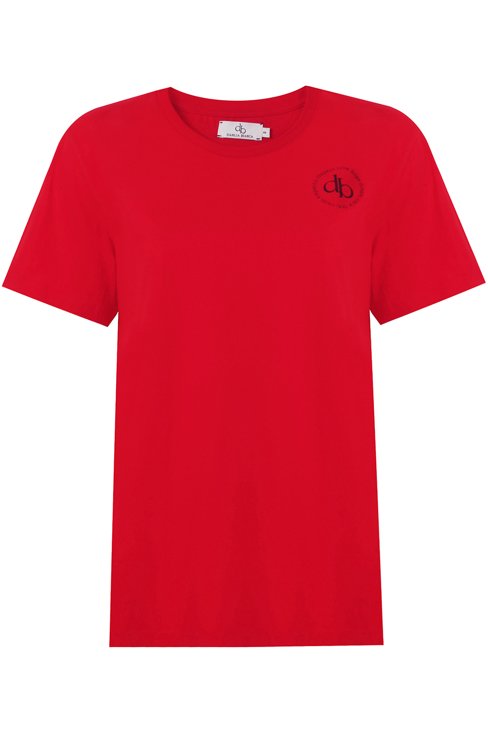 T-Shirt Kırmızı Ön Baskılı Bisiklet Yaka Basic T-shirt