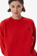 Sweatshirt Kırmızı Bisiklet Yaka Basic Sweatshirt