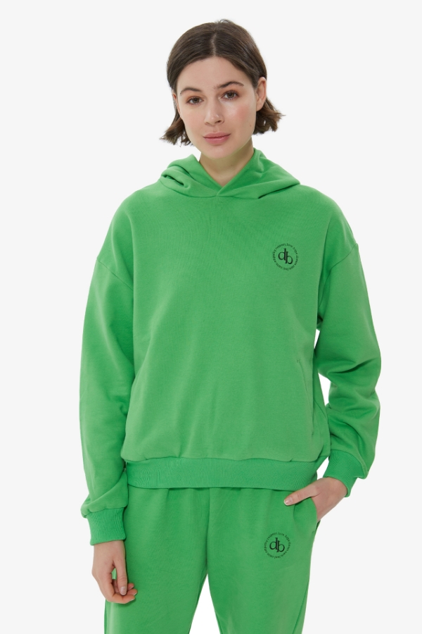 Sweatshirt Yeşil Kapüşonlu Basic Sweatshirt