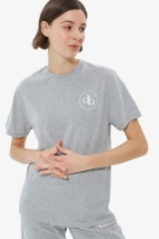 T-Shirt Gri Ön Baskılı Bisiklet Yaka Basic T-shirt