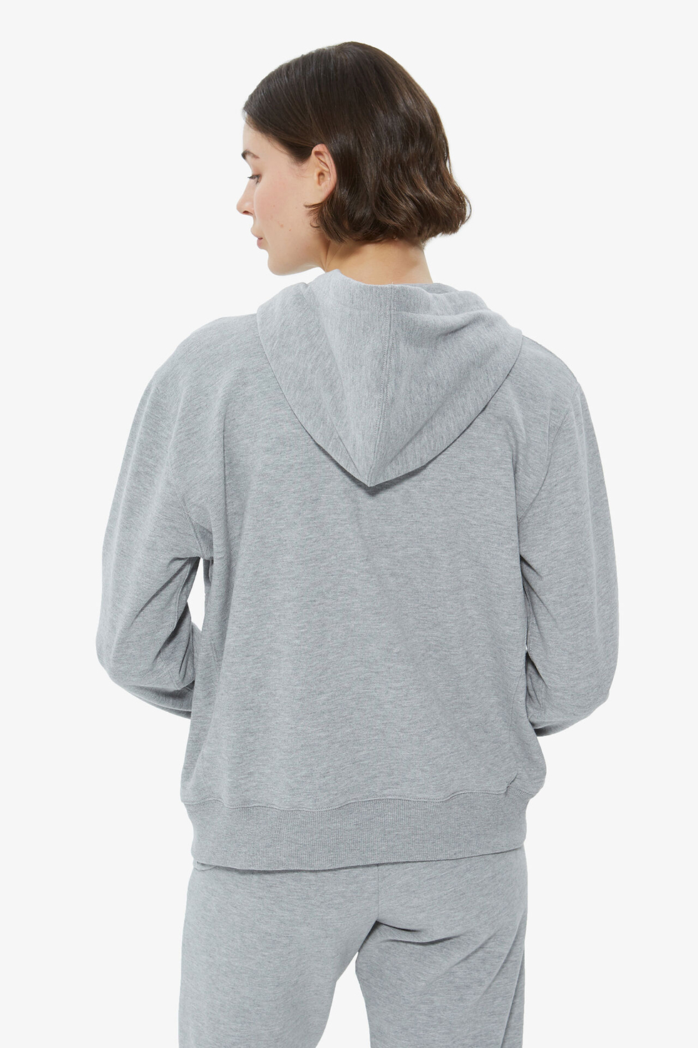 Sweatshirt Gri Kapüşonlu Fermuarlı Sweatshirt
