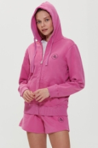 Sweatshirt Pembe Kapüşonlu Fermuarlı Sweatshirt