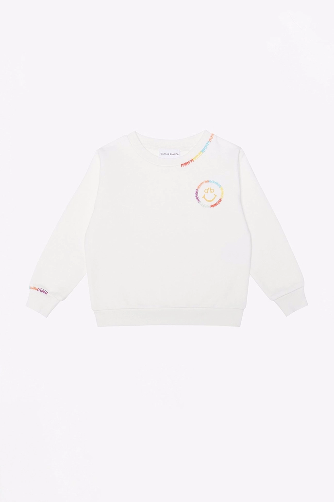 Sweatshirt Gülen Yüz Nakışlı Sweatshirt